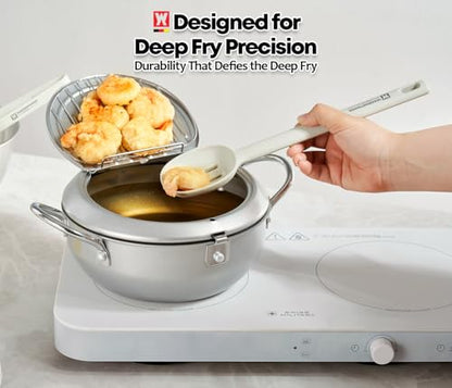 Wagensteiger Light Gray Versatile Slotted Spoon: Muti-Purpose Cooking Tool with Heat Resistant, Non-stick Cookware Safe, Skimmer for Deep Frying Cooking, BPA Free (11.02inch x 2.56inch) - size: 11.02inch x 2.56inch