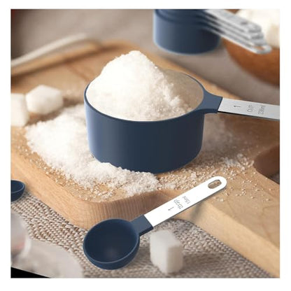 10Pcs Measuring Cups & Spoons Set, Stackable Cups and Spoons, Nesting Measure Cups with Stainless Steel Handle, Kitchen Gadgets for Cooking & Baking (Blue) - color: Blue