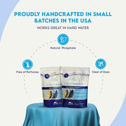 Dishwasher Powder Detergent with Phosphate, Best Dishwasher Detergent for Spotless Dishes in Hard Water, Soak, Wash & Rinse, Residue-Free for Sparkling Dishes, 3.75 lbs - Pack of 2 - size: 61.73 Ounce (Pack of 2)