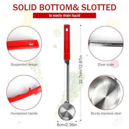 2 Ounce Solid Stainless Steel Portion Control Ladle Spoon -Pizza Sauce Serving Spoons Portion Ladle for Sauces, Perfect for Weight Watchers, Buffets, Parties - size: 2 Ounce, style: 1 PCS