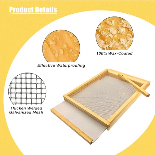 2 Pcs 10 Frame Beehive Screened Bottom Board Dipped in Beeswax with Entrance Reducer,Screen Bottom Board with Solid Wood for Beekeeping Supplies