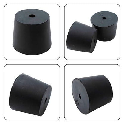 6Pcs Solid Rubber Stopper Bungs with Hole 26mm to 32mm Solid Test Tubes Bungs Stopper for Flask, Plug Holes and Test Tube(Black) - size: 26mm to 32mm