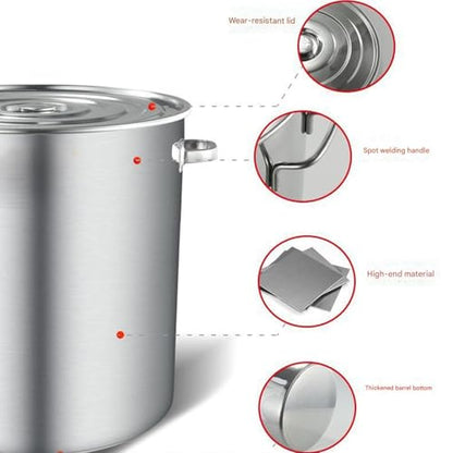 Stainless Steel Stock Pot with Spigot - Food Grade 304 Brewing Kettle with Lid and Soft-Touch Handles for Home and Outdoor Cooking, Perfect for Soups and Home Brewing - color: 9.8*9.8*9.8in(10l)