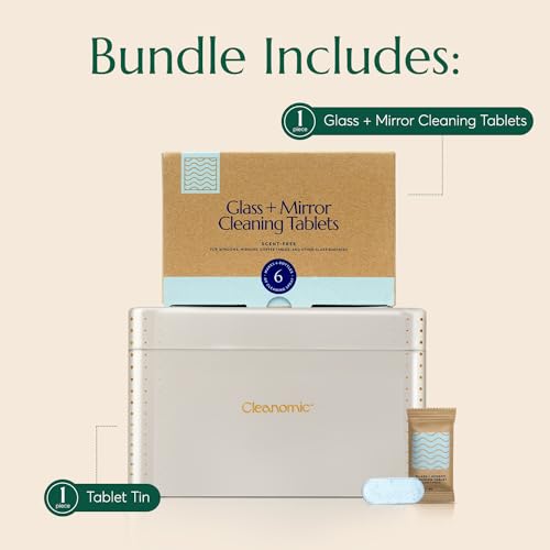 CLEANOMIC Glass and Mirror Cleaning Tablets and Tablet Tin Bundle - size: 3 Count (Pack of 2)