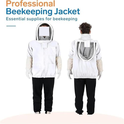 Beekeeping Supplies, Beekeeping Suit, Veil, Head Cover, Gloves, Hat, Cloth Jacket, Protective Clothing, Hooded Equipment,Beekeeping Tools(Large) - size: Large