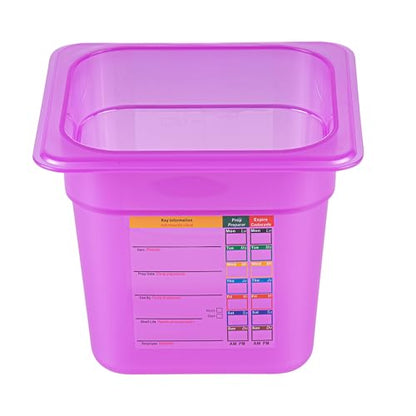 Restaurantware Food Storage Container 1 Pack of 2.3 qt Plastic Stackable Microwave-Safe Bin Dishwasher Safe Freezer Safe Purple Containers for Kitchen Storage - size: 1/6 Size