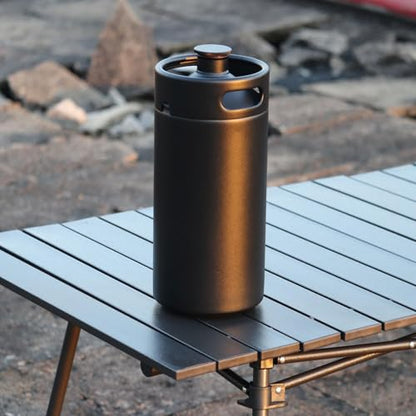128 OZ- Hgkeke Mini Keg Growler 304 Stainless Steel Mini Keg Matte Black Powder Coated Portable Beer Growler Pressurized Growler Keep Beverage Fresh Keeg Beer Fresh for Homebrew - color: Black