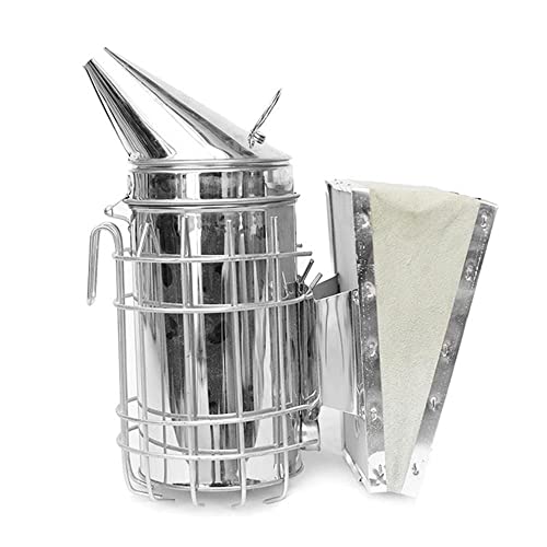 Stainless Steel Bee Hive Smoker with Heat Shield, Beekeeper Dedicated Smoked Bee Beekeeping Equipment (A) - color: A