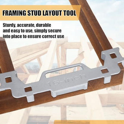 Tandefio 2 Pcs 16 Inch Framing Tools Framing Stud Layout Tool Cast Aluminum Stud Measurement Spacing Precision Jig Tool for Walls Roofs Floors or Ladders