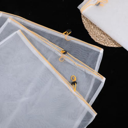 4 Pcs Honey Strainer Bags 23 x 19 Inch Extra Large Nut Milk Bag Ultra-Fine Mesh Cheese Cloth Bag Reusable Honey Filter Bags for Filtering Yogurt Juice Tofu Cheese Beekeeping Supply for 5 Gallon Bucket