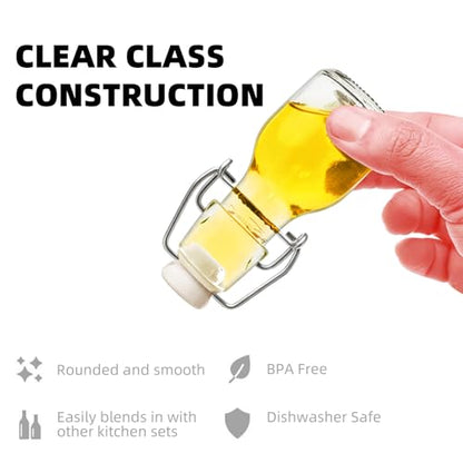 1Pc (2oz white lid) clear Swing Top Brewing Bottles with Leak Proof Easy Caps, Glass Beer Bottle Flip Top Bottles For Kombucha, Kefir, Vanilla Extract, Beer (2oz white lid) - size: 2 Ounces