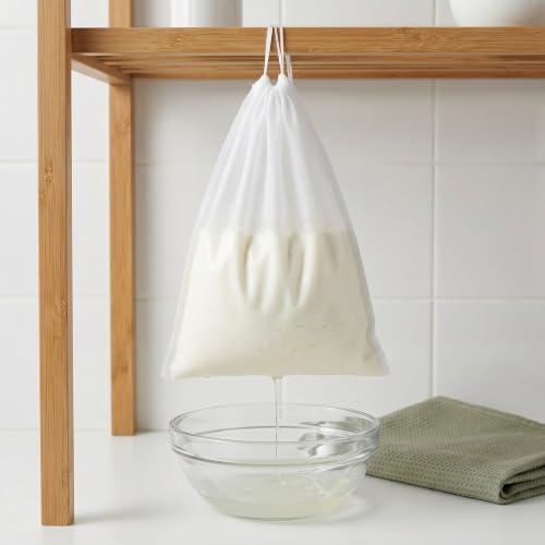 OUNONA 12pcs Cheese Cloths - 200 Mesh Straining Bag for Juicer Bags - Reusable Juice Strainer Pouch for Straining Almond/Soy Milk Greek Yogurt Cold Brew Coffee 11.81x7.87in