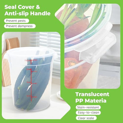 BIEAMA 4 Pack 8 Qt Round Food Storage Containers with Lids, Translucent PP | Include lids, labels, measuring cups and containers with capacity markings for food prep, pantry storage and dough proofing. - color: 8Qt Round-4 Pack