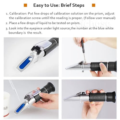 aichose Honey Refractometer for Honey Moisture, Brix and Baume, 3-in-1 Uses, 58-90% Brix Scale Range Honey Moisture Tester, with ATC, Ideal for Honey, Maple Syrup, and Molasses, Bee Keeping Supplies