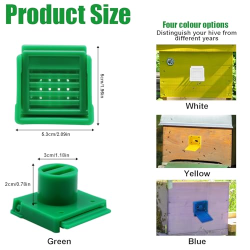 8 Pcs Bee Hive Entrance Reducer, Portable Beehive Entrance Reducer, Green Square Bee Hive Mouse Guards, Entrance Gate Bee Supplies for Beekeepers Beekeeping Tool - color: Green