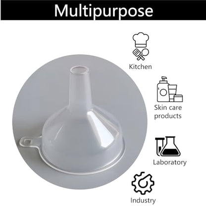 Small Funnel 4 Pack Food Grade Water Bottle Funnel for Powder, Liquids, Suitable for Kitchen Juice Lab Skin Care Lotion Essential Oils