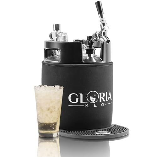 Gloria 7L (1.8 Gal) Mini Keg, Pressurized Keg for Drinks, with Tap System, Co2 Regulated, Stainless Steel - size: 7L Black