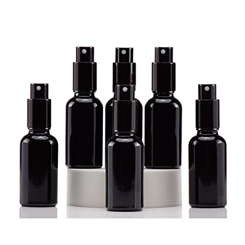 YIZHAO Black Glass Spray Bottles 1oz, with Small Fine Mist Spray, Metal Cap, Refillable for Essential Oil,Travel,Cleaning,Perfume,Aromatherapy,Makeup – 6 Pcs - color: Black, size: 30ml-6