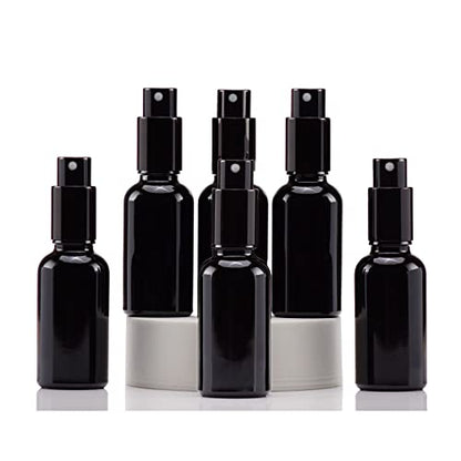 YIZHAO Black Glass Spray Bottles 1oz, with Small Fine Mist Spray, Metal Cap, Refillable for Essential Oil,Travel,Cleaning,Perfume,Aromatherapy,Makeup – 6 Pcs - color: Black, size: 30ml-6