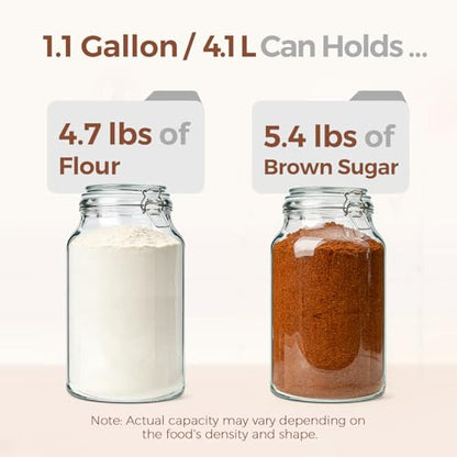 ComSaf Large Glass Jars with Airtight Lids 1.1 Gallon 2 Pack Wide Mouth | Flour sugar rice, Kombucha kimchi, Sourdough pickling, Pantry organization, Pickling fermenting, Cabinet organization - size: 138oz*2