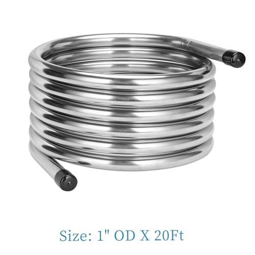 Vigorous Wort Chiller, 1" x 20 Ft Food Grade 304 Stainless Steel Coil, Water Chiller for Ice Bath Beer Brewing Tubing Coil, Stainless Steel Immersion Chiller - size: 1" x 20 Ft Wort Chiller