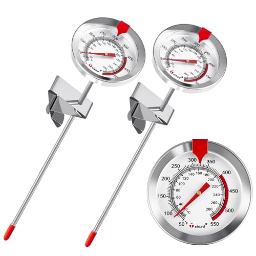 Candy Thermometer Waterproof IP67 - Oil Thermometer for Frying with Clips - 9" Side of Pot Thermometer Deep Fry for Oil Candy Candle BBQ (Silver 2 PCS, 9 inches) - color: Silver 2 PCS