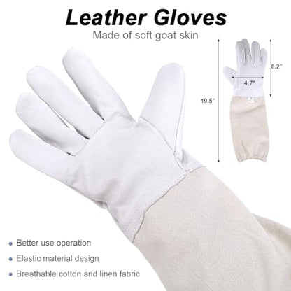 Bee Suit Series,One-Piece Full Set of Clothing with Gloves,Polycotton Material is More Assured - color: White Fencing Veil, size: L Large