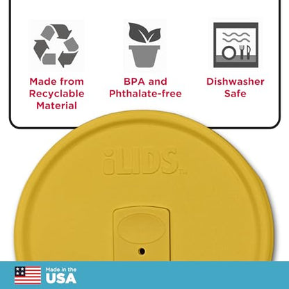 Mason Jar Drink Lid, Wide Mouth, USA Made, Yellow, Pack of 2 - color: Yellow