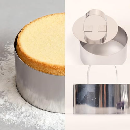 Round Stainless Steel Mousse Ring Set 4PCS with Pusher Round Cake Mold for DIY Desserts Cheesecake Pastry Cookie Baking Tools(3.15 x 1.57Inch) - size: Round