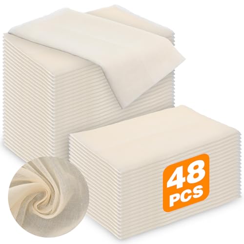 48 Pcs 20x20 Inches Grade 100 Cheese Cloths Unbleached Cotton Muslin Cloth for Straining Reusable Hemmed Cheesecloth for Cooking, Baking, Juicing, Cheese Making, and Coffee Brewing