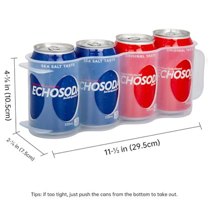 Portable Soda Can Organizer for Refrigerator Shelf, Beer Can Holder, Fridge Storage Sliding Rack, Clear Plastic 2 Pack