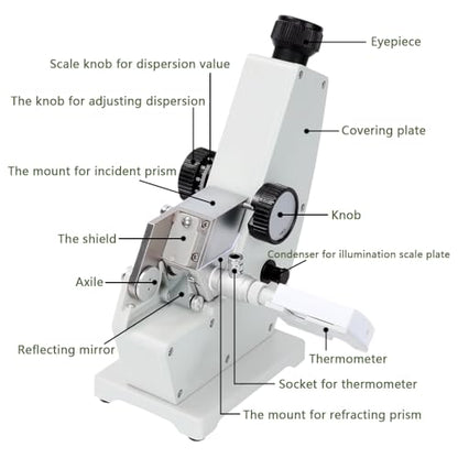 Abbe Refractometer WYA-2WAJ Monocular Refractometer Laboratory Optical Equipment for the Detection and Analysis of Sugar Chemical Industry Beverage Food