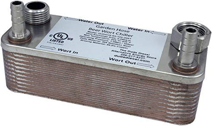 B3-12A 20 Plate Beer Wort Chiller Garden Hose x 1/2" Hose Barb 7.5"x2.9"