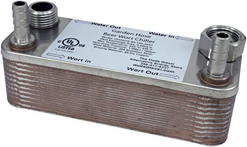 B3-12A 20 Plate Beer Wort Chiller Garden Hose x 1/2" Hose Barb 7.5"x2.9"