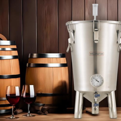 Stainless Steel Conical Fermenter 17 Gallon | Homebrew Beer & Wine Making Tank | Wide Mouth with Lid & Airlock Fermentation tank| 304 SS, Durable & Easy Clean (Home Brewing Equipment)