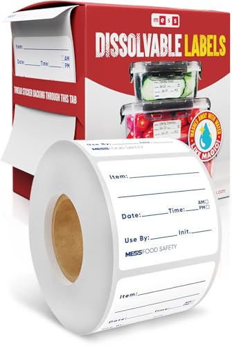 Dissolvable Food Labels, Fill in, 2x2 in, 200/Roll, Freezer, Canning Jars | Melts away in 30 seconds in water, no soaking, scrubbing, or residue, write on with pen or marker, meal prep, spice tins - size: 2x2"