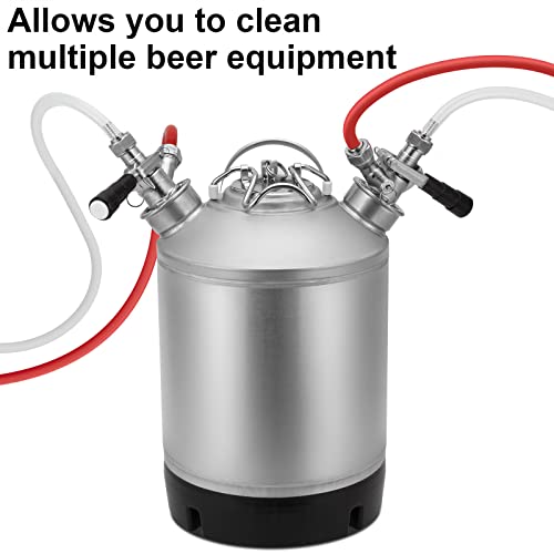 2.5 Gallon Cleaning Keg, Dual Head-Sankey D Ports, Wash Out Keg with Rubber Base for Beer Lines Cleaning - size: 2.5 Gallon