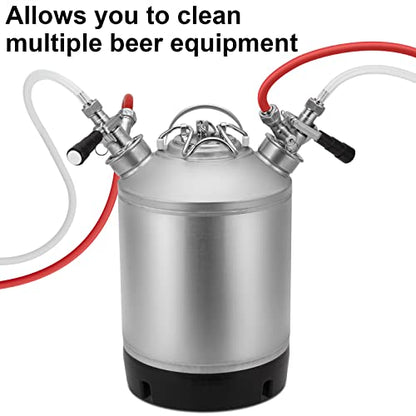 2.5 Gallon Cleaning Keg, Dual Head-Sankey D Ports, Wash Out Keg with Rubber Base for Beer Lines Cleaning - size: 2.5 Gallon