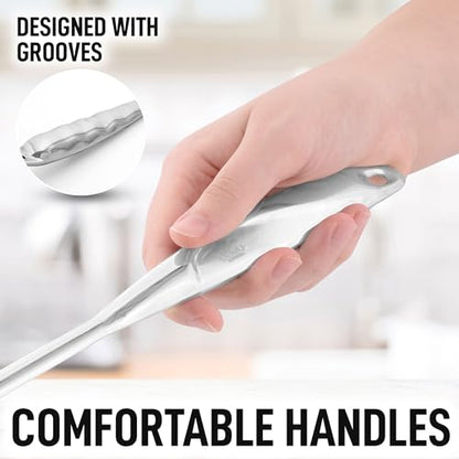 Zulay Kitchen Stainless Steel Cooking Utensil - Stainless Steel Kitchen Utensil - Durable Kitchen Gadgets - Metal Kitchen Accessories - Easy to Clean Kitchen Tools - 8 Piece Set - size: 8 Piece Set