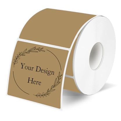 Square Thermal Labels Stickers 3"x3", Brown Square Direct Thermal Labels Stickers, Perforation Line Design- 300 Sheets - color: Brown, size: Square 2'' X 2''
