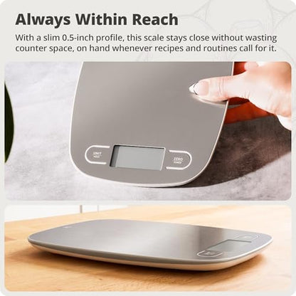 Greater Goods Food Scale – Digital Kitchen Scale, 1g Precision, Easy-Tare & Quick Conversion, Slim Compact Design, Durable & Portable | Ideal for Cooking, Baking & Meal Prep (Stainless Steel) - color: Stainless Steel