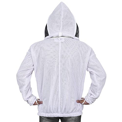 Beekeeping Jacket with Veil 3-Layer Ultra Ventilated Veil Fencing YKK Zippers Full Protection Suit Carrying Bag (BP-301-White)-XL - color: White Fencing Veil, size: X-Large
