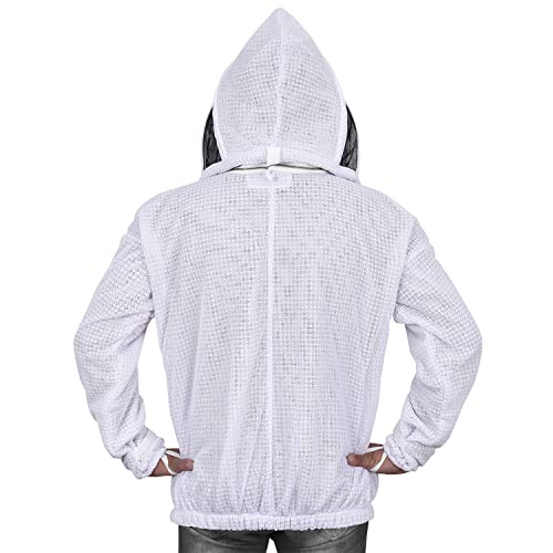 Beekeeping Jacket with Veil 3-Layer Ultra Ventilated Veil Fencing YKK Zippers Full Protection Suit Carrying Bag (BP-301-White)-XL - color: White Fencing Veil, size: X-Large