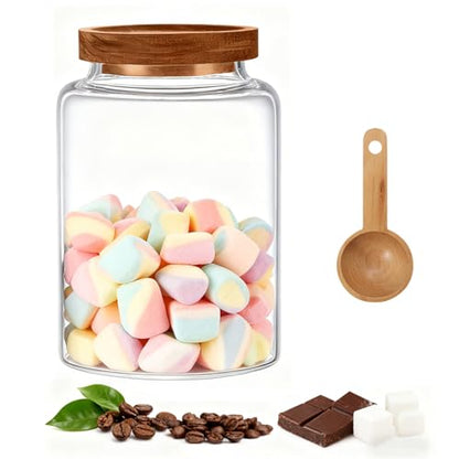 Glass Storage Jar with Lids Thicken Glass Coffee Canister Borosilicate Glass Food Containers for Spice Ground Nut Pasta Sugar Candy Tea (1200ml/40oz-1pack-with spoon) - color: 1200ml/40oz-1pack-with spoon