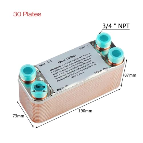Female Thread Plate Wort Chiller Version 20/30/40 Plates Heat Exchanger Wort Chiller, Stainless Steel Counter Flow Chiller(30 Plates B) - color: 30 Plates B