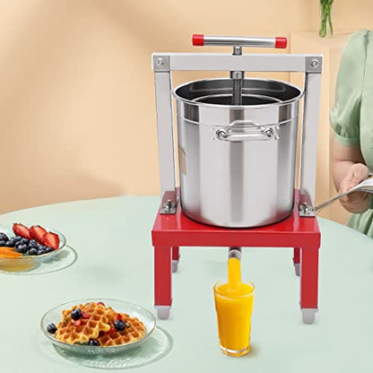 Fruit Wine Press, 13.25L/448 Oz Fruit Honey Presser Beeswax Extractor, Manual Juice Maker, Wine Making Equipment Manual Press Machine for Wine and Juice Making with Keg and Stainless Steel Strainer - size: 13.25L/448 Oz-Red