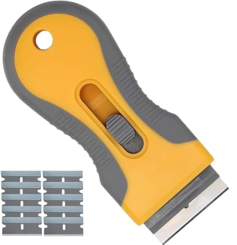 CANOPUS Scraper Cleaning Tool, Non-Scratch Razor Scraper with 10 Replacement Blades for Glass, Ceramic Cooktop, Oven, Stove, Car Windows & Multi-Surface Cleaning