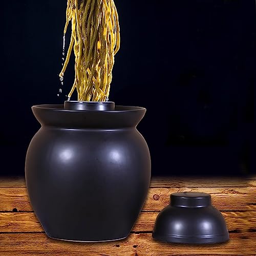 Traditional Chinese Pickle Jar Ceramic Jar with Lid, Fermentation Kit Crock with Water Seal Airlock Lid, Fermentation Jar for Pickles, Kimchi, Sauerkraut,Paocai Jar Blue-1.5Kg - color: Blue-1.5kg, size: 1.5Kg