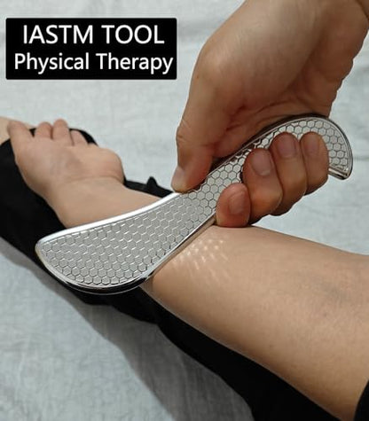 Muscle Scraper IASTM Tool Set (3-Piece) gua sha Stainless Steel fascial Release Tool deep Soft Tissue Massage Tool Set - style: GYX COELE-04