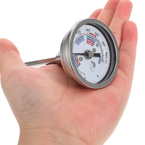 Kettle Wine Thermometer 2-inch Dial Stainless Steel Dual-Metal Stem Corrosion-Resistant Precision Brewing Thermometer for Winemakers